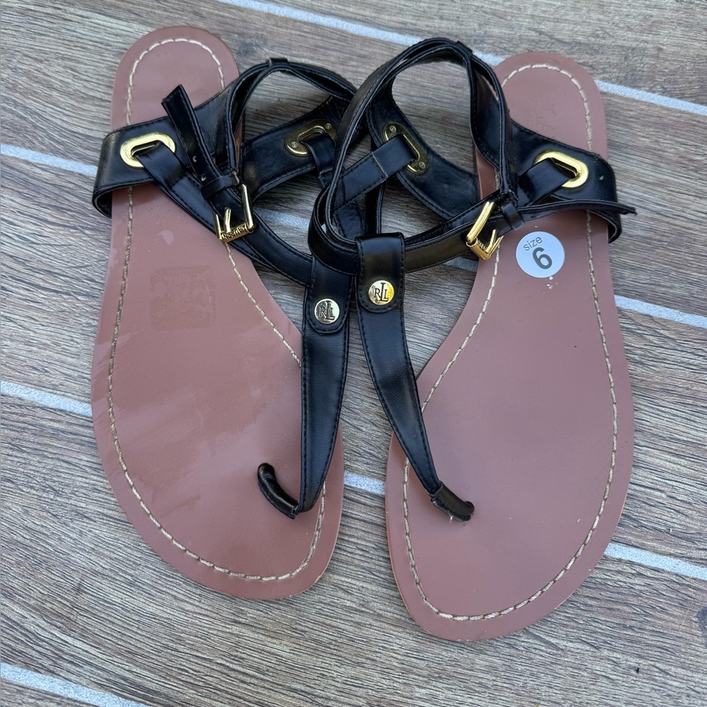 Ralph Lauren black Leather Sandals size 6B